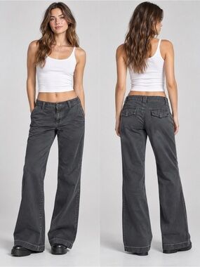 Y2K Old Navy Charcoal Gray Wide Leg Jeans Size 8